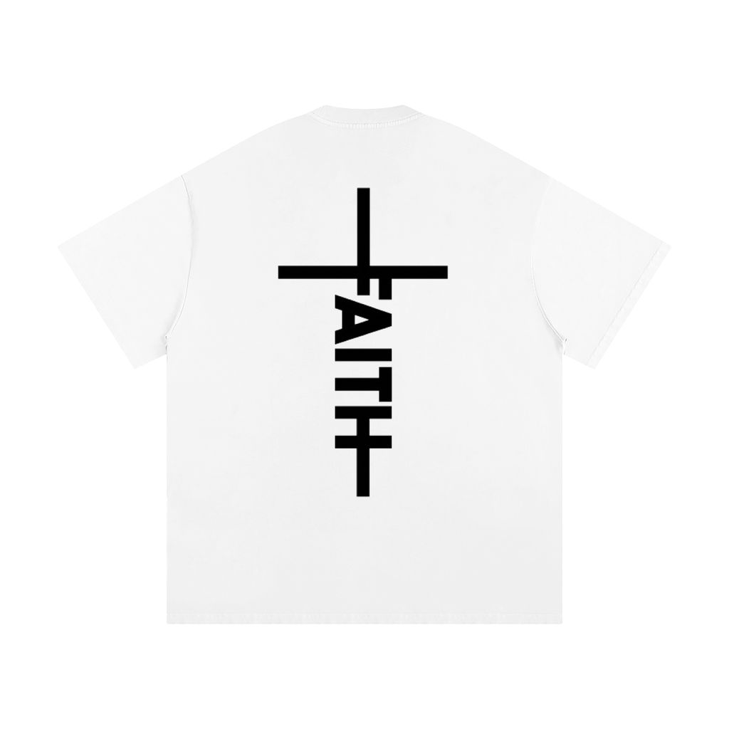 Faith Cross Oversized Tee in white, back