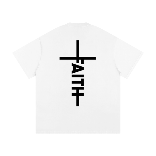 Faith Cross Oversized Tee in white, back