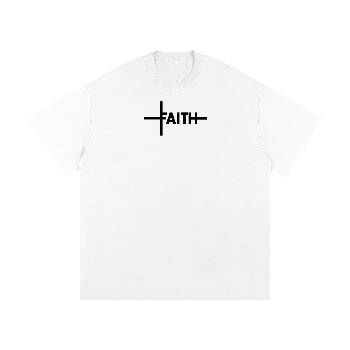 Faith Cross Oversized Tee in white, front