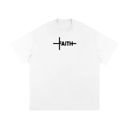 Faith Cross Oversized Tee in white, front