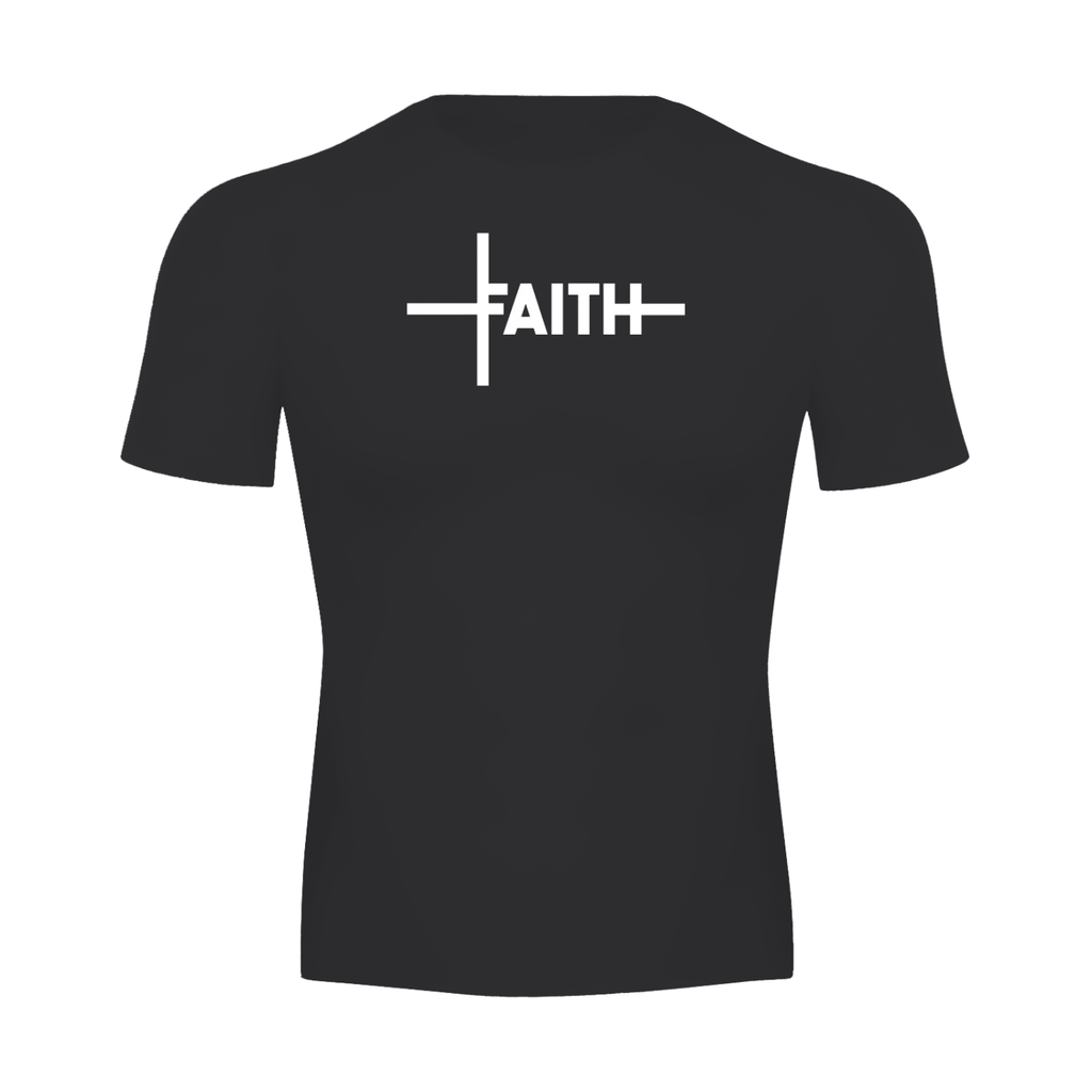 Faith Cross Compression Tee in black, front