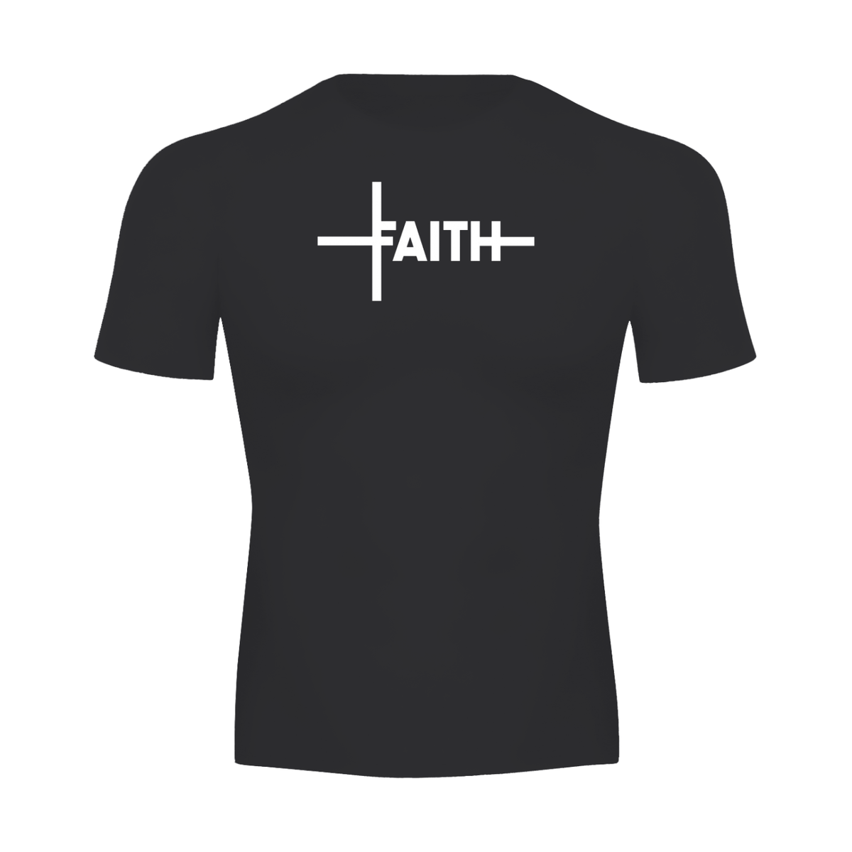 Faith Cross Compression Tee in black, front