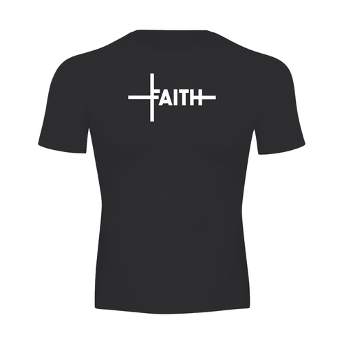 Faith Cross Compression Tee in black, front