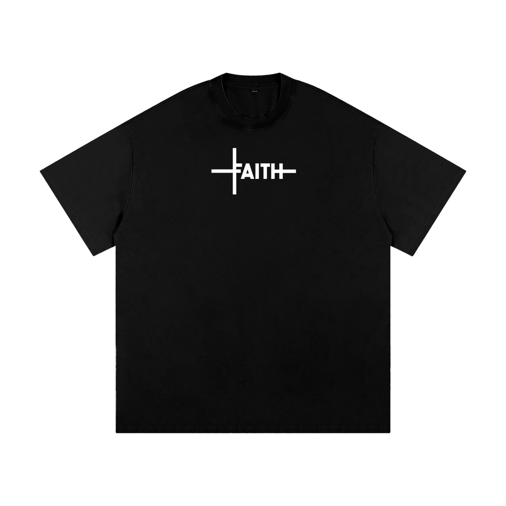 Faith Cross Oversized Tee in black, front