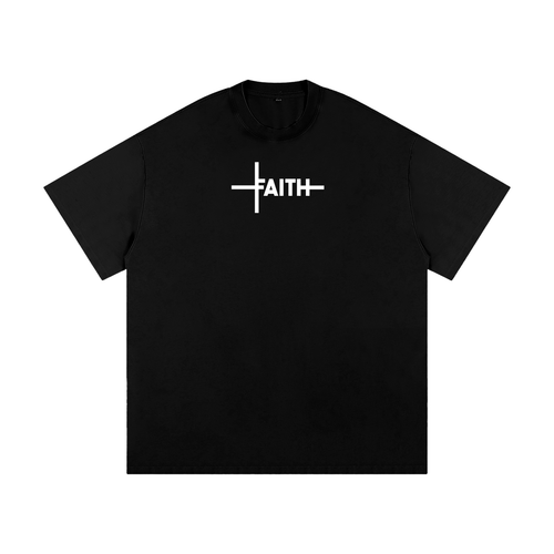 Faith Cross Oversized Tee in black, front